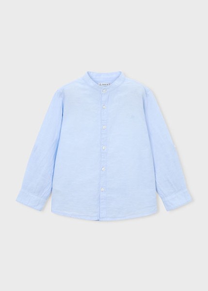 Πουκάμισο μακρυμάνικο γιακάς μαο λινό - ΓΑΛΑΖΙΟ 8Y