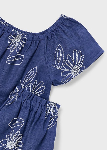 Σετ φούστα λινή σταμπωτή - ΜΠΛΕ 6Y