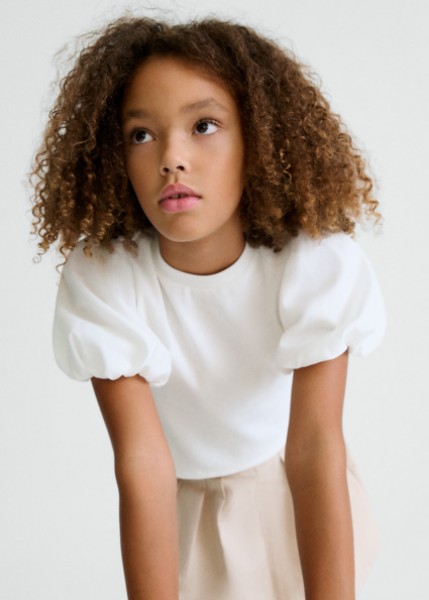 Μπλούζα κοντομάνικη κανάλε - ΕΚΡΟΥ 16Y