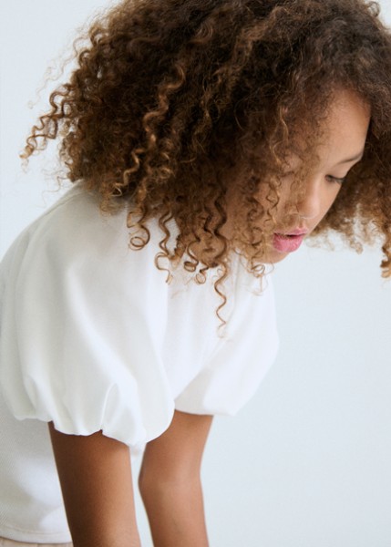 Μπλούζα κοντομάνικη κανάλε - ΕΚΡΟΥ 16Y