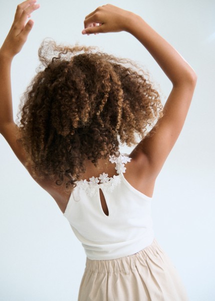 Μπλούζα τιράντες δαντέλα γκιπούρ - ΛΕΥΚΟ 18Y