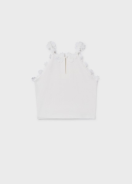 Μπλούζα τιράντες δαντέλα γκιπούρ - ΛΕΥΚΟ 18Y