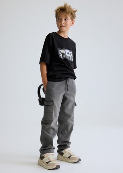 Μπλούζα κοντομάνικη στάμπα - ΜΑΥΡΟ 10Y