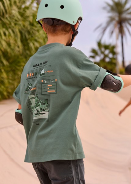 Μπλούζα κοντομάνικη πίσω στάμπα - ΠΡΑΣΙΝΟ 14Y