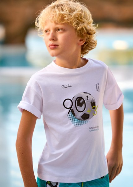 Μπλούζα κοντομάνικη πίσω στάμπα - ΛΕΥΚΟ 10Y