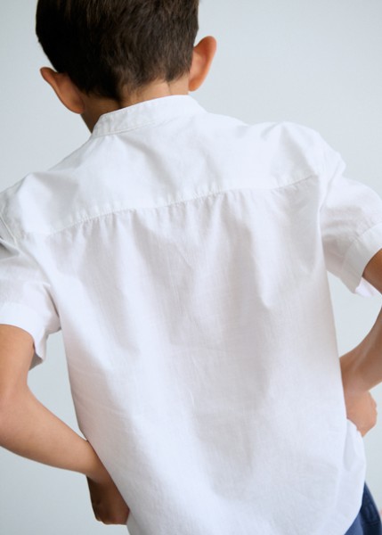 Πουκάμισο κοντομάνικο γιακάς μαο - ΛΕΥΚΟ 14Y