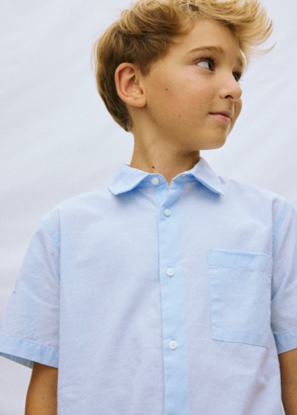 Πουκάμισο κοντομάνικο γιακάς - ΓΑΛΑΖΙΟ 8Y