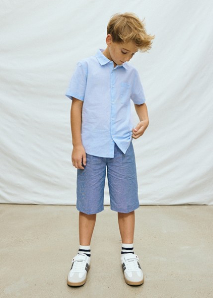 Πουκάμισο κοντομάνικο γιακάς - ΓΑΛΑΖΙΟ 8Y