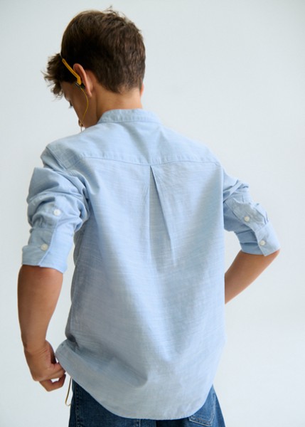 Πουκάμισο μακρυμάνικο  γιακάς μαο - ΓΑΛΑΖΙΟ 14Y