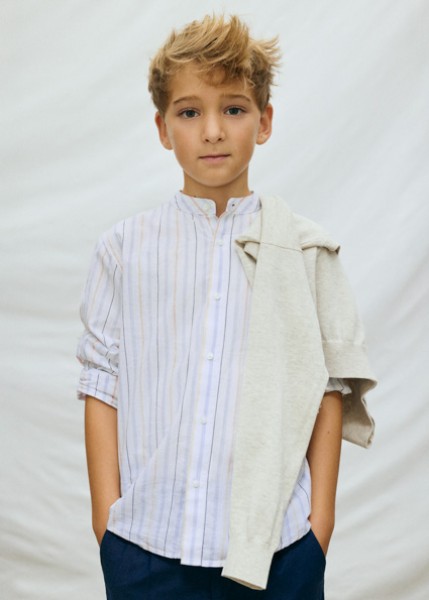 Πουκάμισο μακρυμάνικο  γιακάς μαο - ΓΑΛΑΖΙΟ 16Y