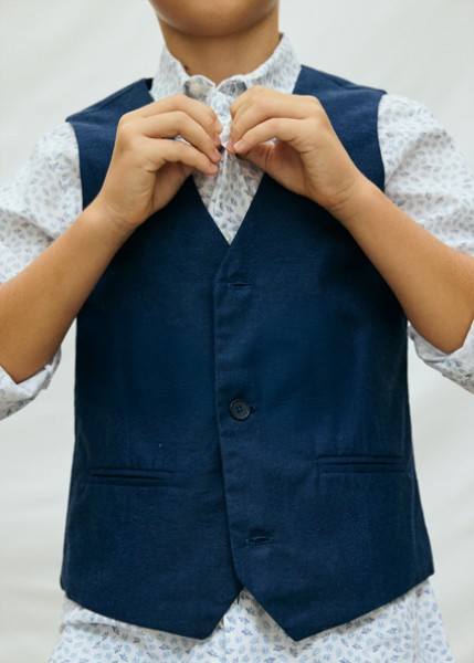 Γιλέκο λινό suiting - ΜΠΛΕ 8Y