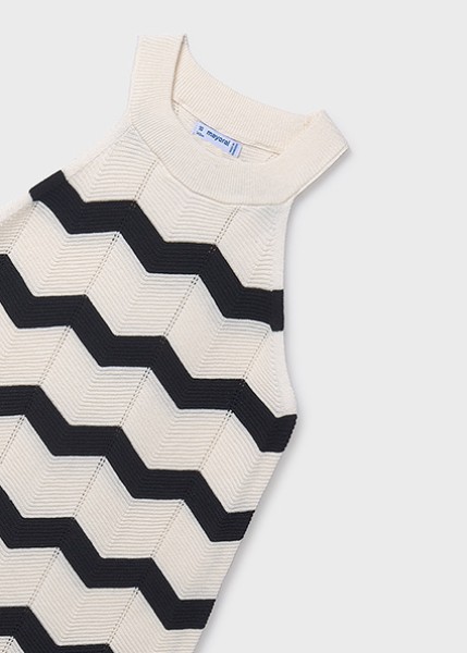 Φόρεμα πλεκτό ζιγκ ζαγκ - ΕΚΡΟΥ 16Y