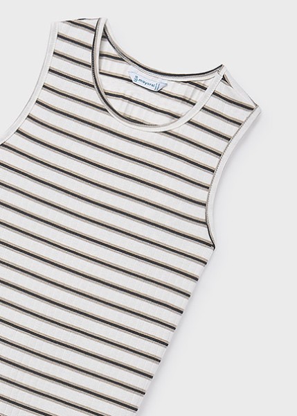 Φόρεμα  ριγέ midi - ΕΚΡΟΥ 8Y