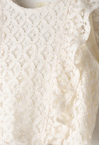 Σετ παντελόνα με δαντέλα - ΕΚΡΟΥ 3Y