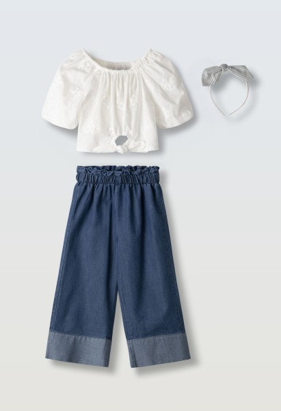 Σετ παντελόνα με στέκα - ΛΕΥΚΟ 2Y