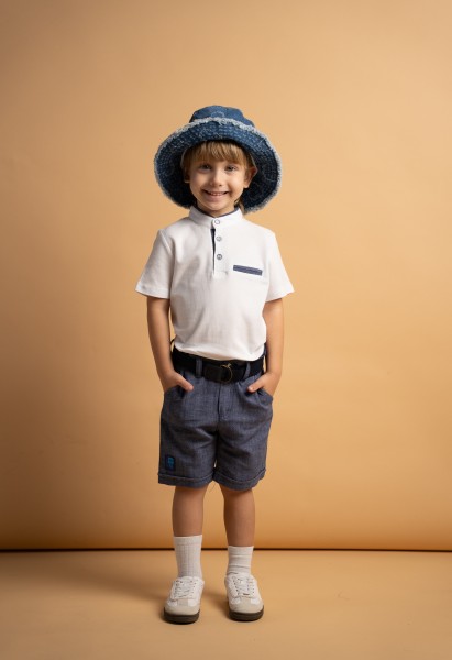 Σετ βερμούδα πουκάμισο μαο - ΛΕΥΚΟ 5Y