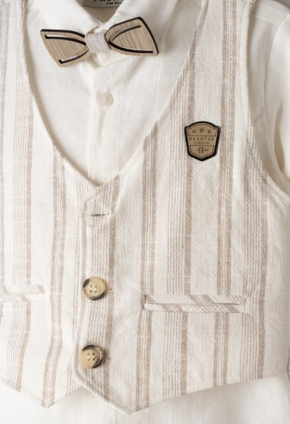 Σετ λινό 4τμχ.με γιλέκο - ΕΚΡΟΥ 5Y