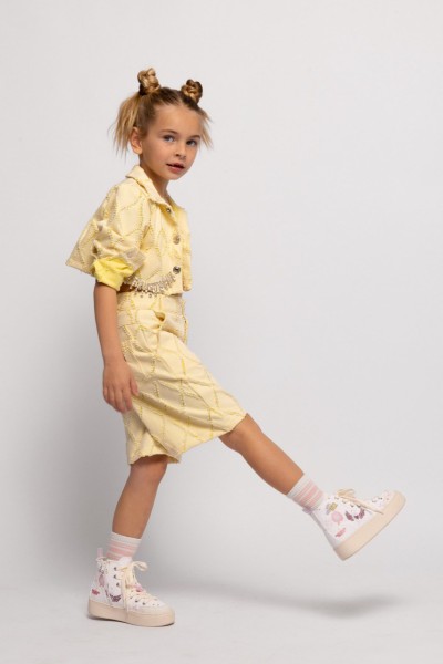 Τζάκετ με κρύσταλλα κίτρινο - ΚΙΤΡΙΝΟ 3/4Y