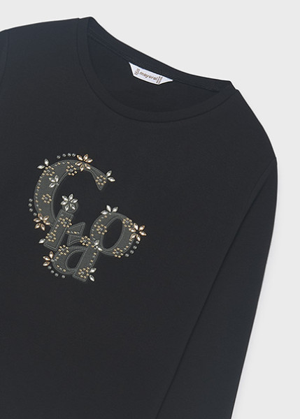 T-Shirt μακρυμάνικο basic - ΜΑΥΡΟ 8Y