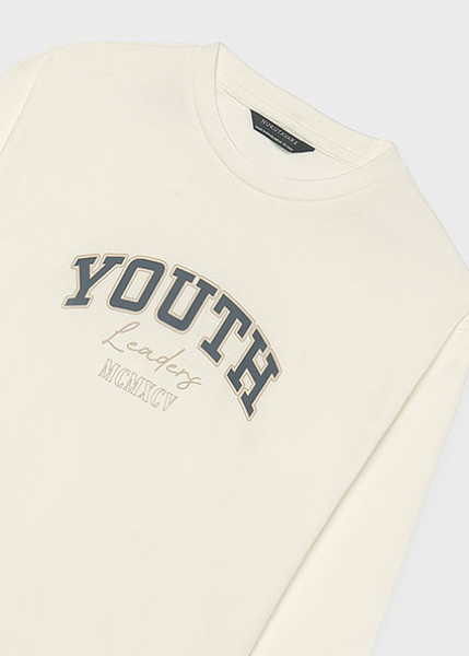 T-Shirt μακρυμάνικο basic - ΚΡΕΜ 8Y