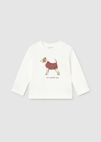 T-Shirt μακρυμάνικο απλικέ play - ΚΡΕΜ 12M