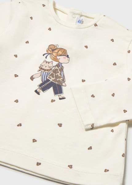 T-Shirt μακρυμάνικο με στάμπες - ΕΚΡΟΥ 12M