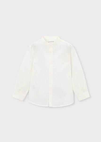 Πουκάμισο μακρυμάνικο λινό γιακάς μαο - ΚΡΕΜ 10Y