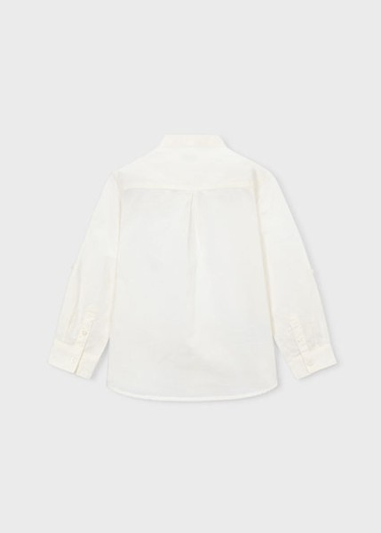 Πουκάμισο μακρυμάνικο λινό γιακάς μαο - ΚΡΕΜ 10Y