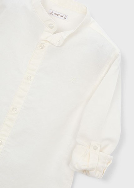 Πουκάμισο μακρυμάνικο λινό γιακάς μαο - ΚΡΕΜ 10Y