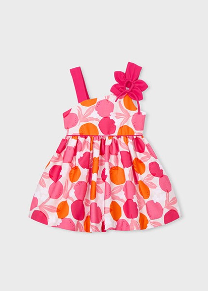 Φόρεμα ασσύμετρο με λουλούδια - ΚΟΚΚΙΝΟ 2Y