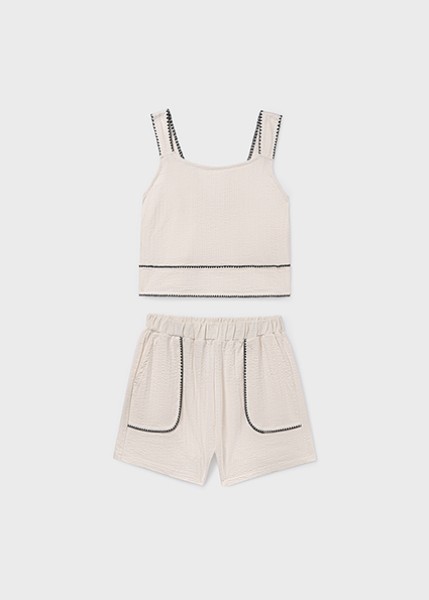 Σετ σορτς  πλέξη κοχύλι - ΜΠΕΖ 8Y