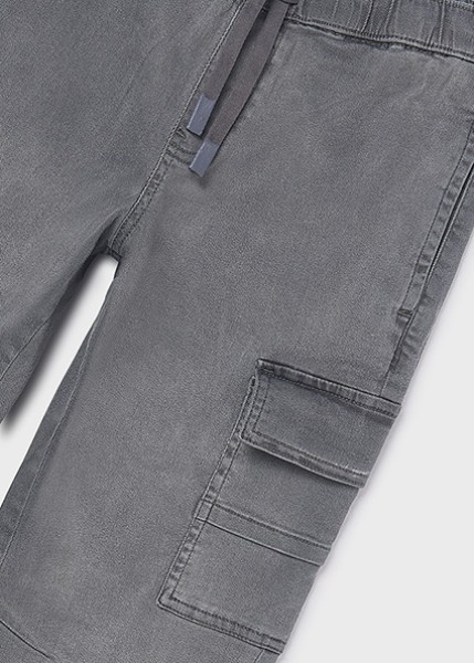 Παντελόνι denim jogger cargo - ΓΚΡΙ 10Y