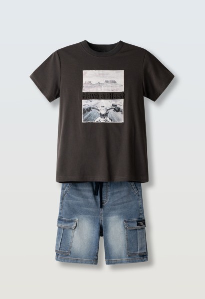 Σετ βερμούδ τζιν - ΜΑΥΡΟ 6Y