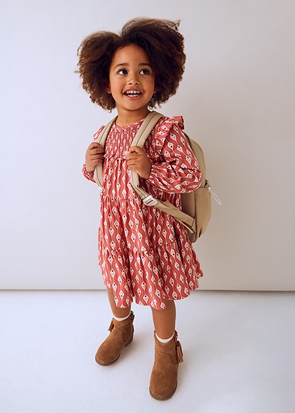 Φόρεμα βιελα σταμπωτό - ΚΟΚΚΙΝΟ 4Y