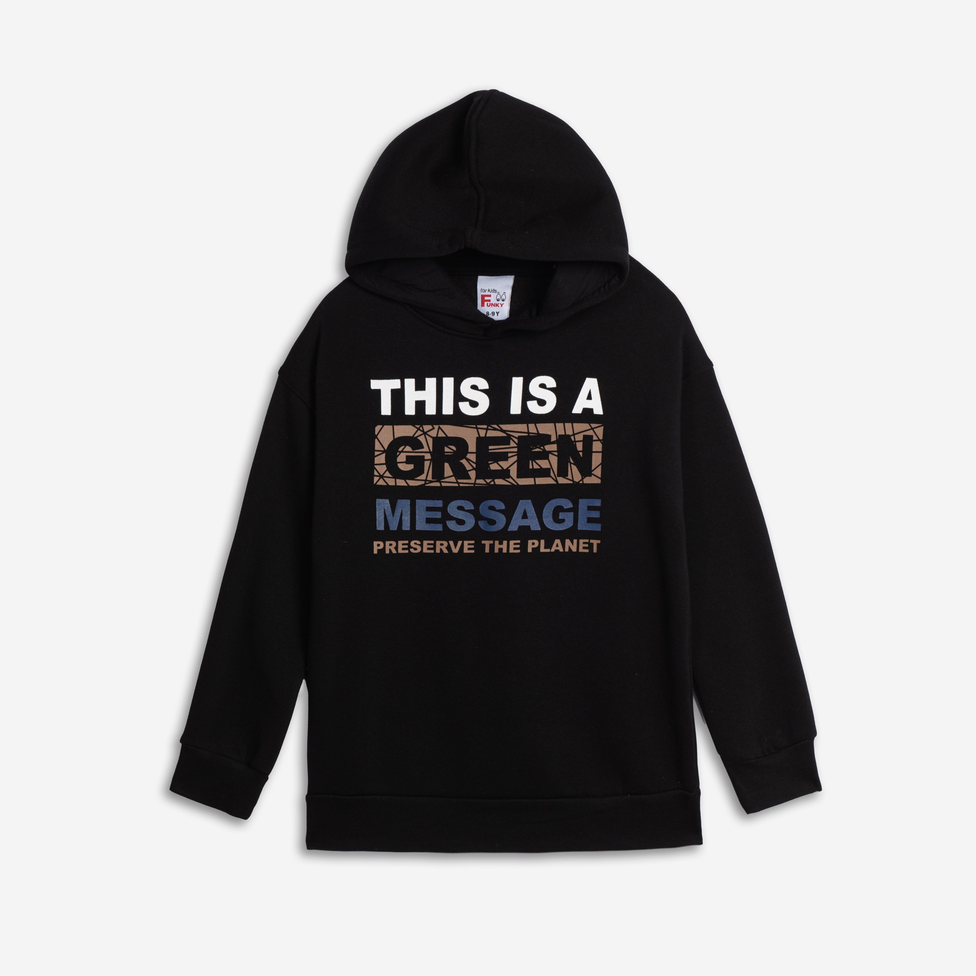 Μπλούζα φούτερ με κουκούλα - ΜΑΥΡΟ 14Y