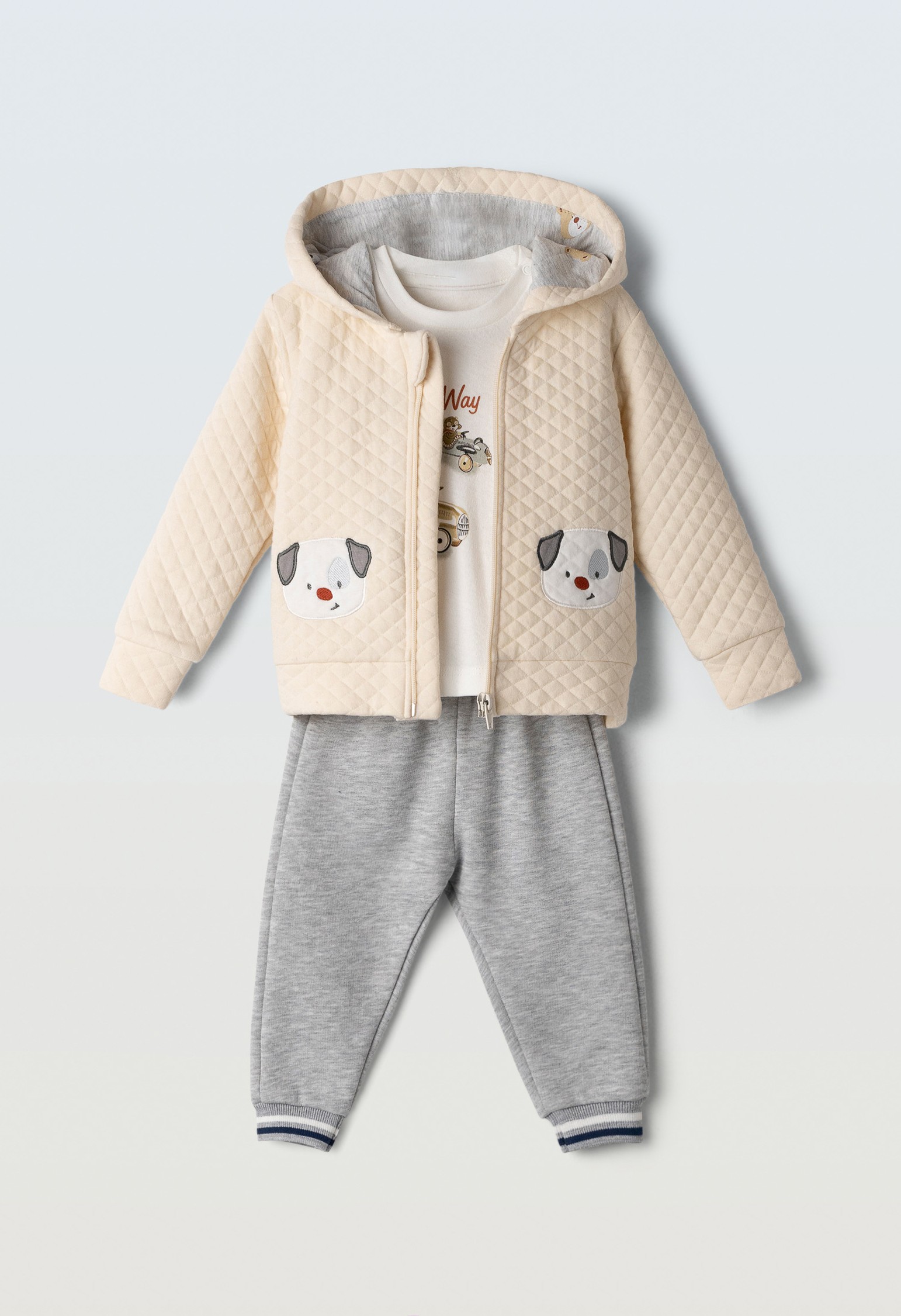 Σετ φόρμα με ζακέτα 3τμχ. - ΕΚΡΟΥ 24M