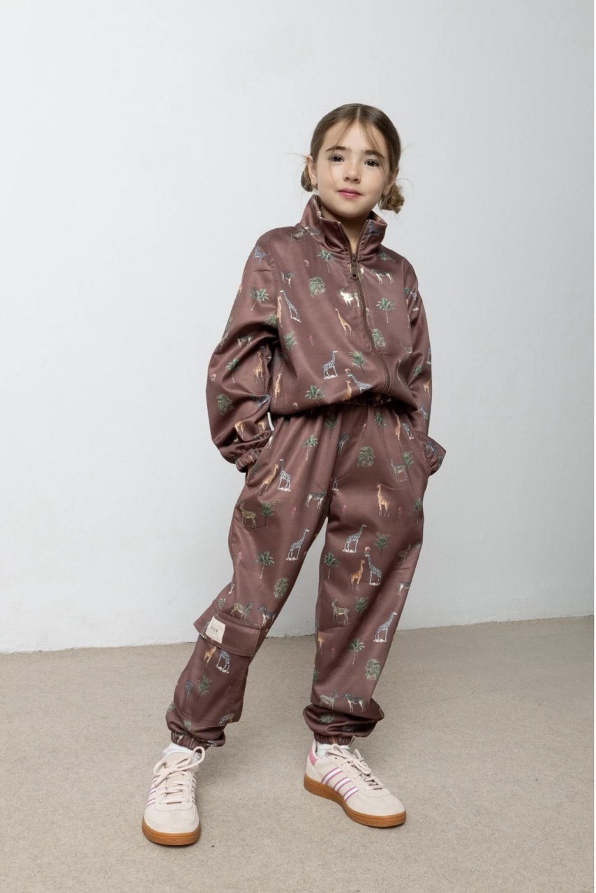 Σετ φόρμας με ζακέτα print καφέ - ΚΑΦΕ 5/6Y