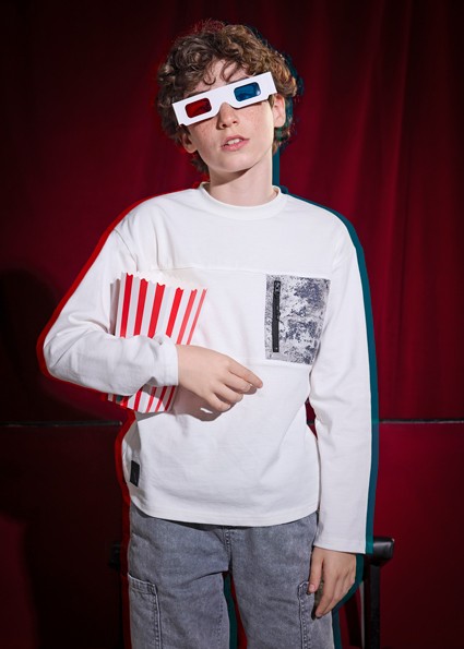 Μπλούζα μακρυμάνικη τσέπη - ΚΡΕΜ 18Y