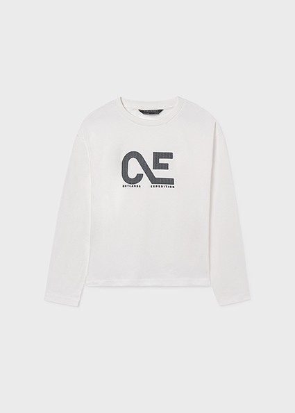 Μπλούζα μακρυμάνικη απλικέ - ΚΡΕΜ 18Y