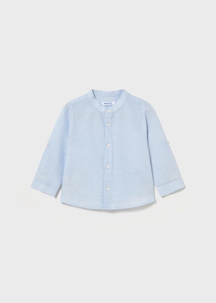 Πουκάμισο μακρυμάνικο λινό γιακάς μάο - ΓΑΛΑΖΙΟ 3Y