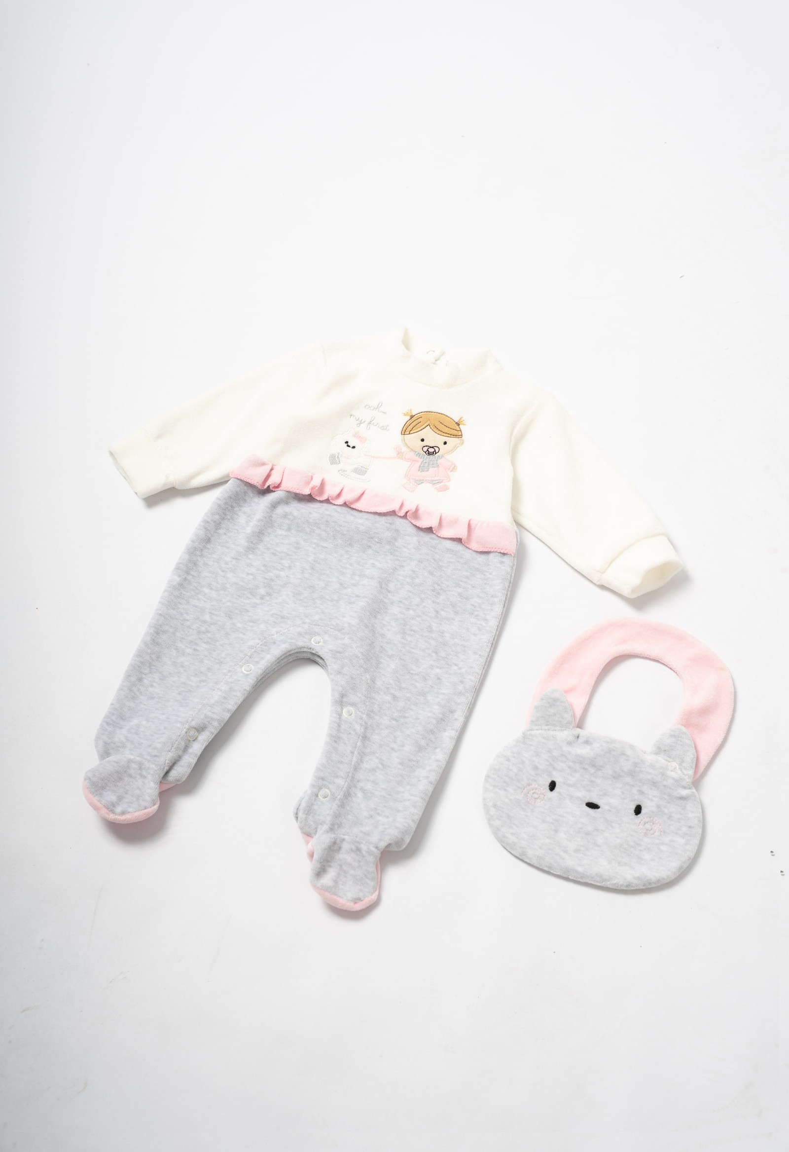 Ολόσωμο φορμάκι βελούδινο - ΓΚΡΙ 6/9M