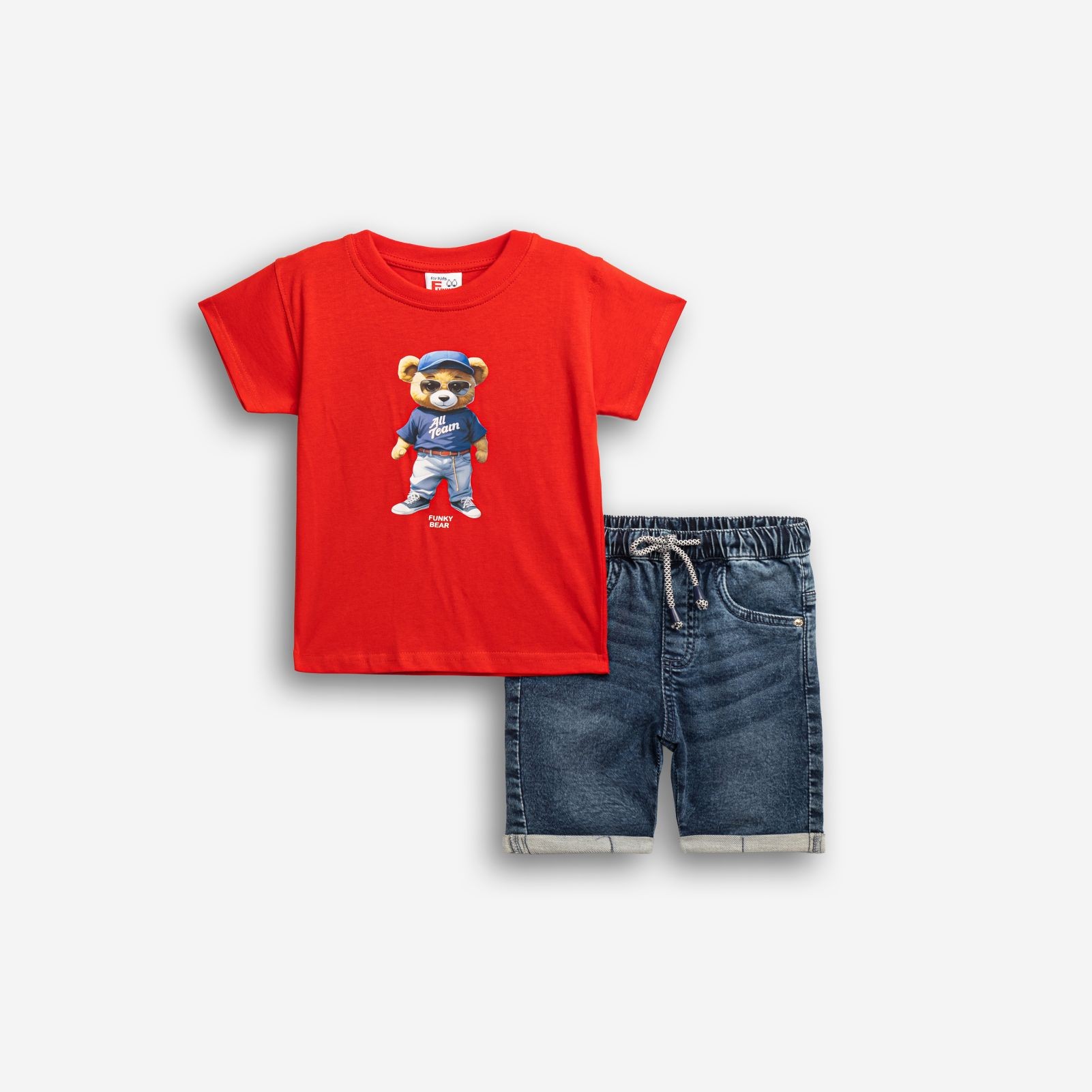 Σετ βερμούδα τζιν - ΚΟΚΚΙΝΟ 2Y