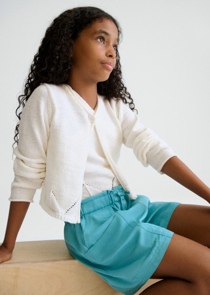 Ζακέτα πλεκτή λωρίδες - ΕΚΡΟΥ 16Y