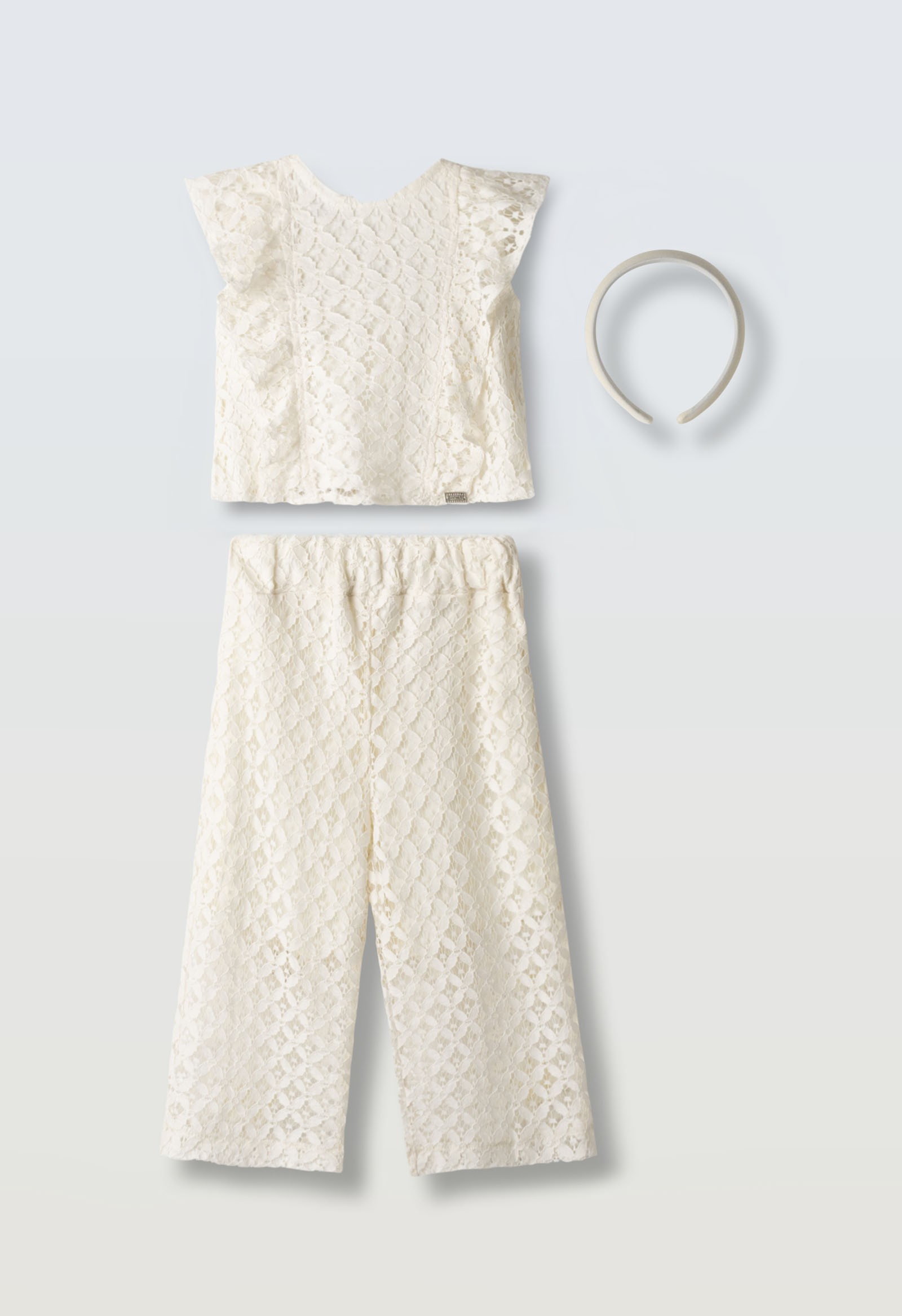 Σετ παντελόνα με δαντέλα - ΕΚΡΟΥ 3Y