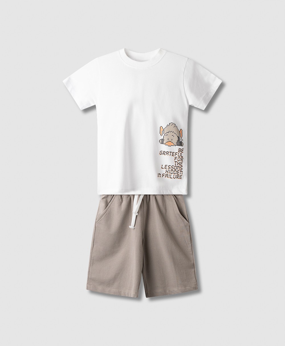 Σετ βερμούδα φούτερ αχνούδιαστη - ΛΕΥΚΟ 12Y