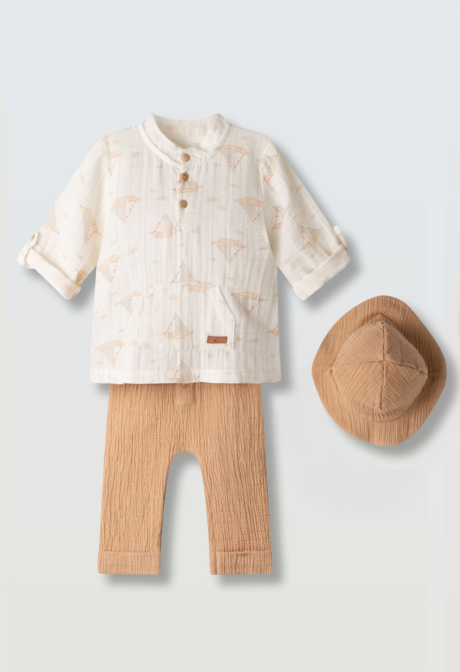 Σετ 3τμχ. με καπέλο - ΕΚΡΟΥ 12M